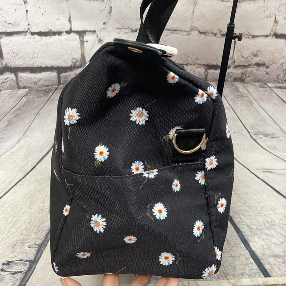 Alice + Olivia Daisy Black Floral Print‎ Weekender Duffel Bag Overnight Handbag - Picture 2 of 13